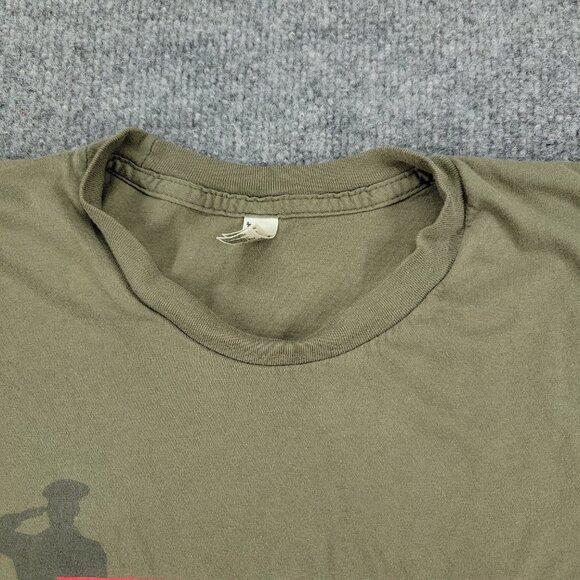 American Veteran Shirt Men's Large Green Military Graphic Crew Neck Short Sleeve - Picture 4 of 14